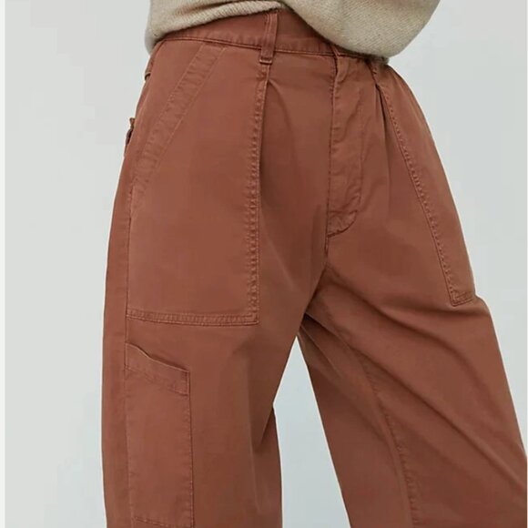 Agolde Mari Oversized Utility Pant Brown Orange Cargo Barrel Pants Baggy Size 26 - Picture 4 of 12